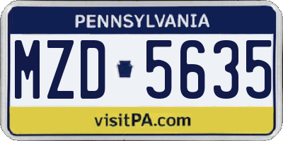 PA license plate MZD5635