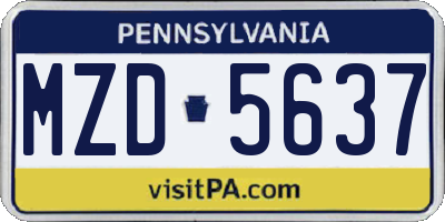 PA license plate MZD5637