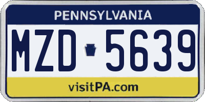 PA license plate MZD5639