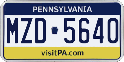 PA license plate MZD5640