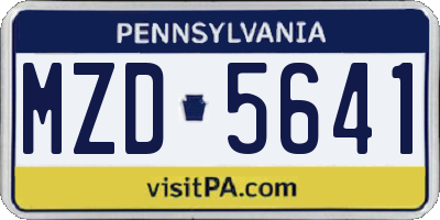 PA license plate MZD5641