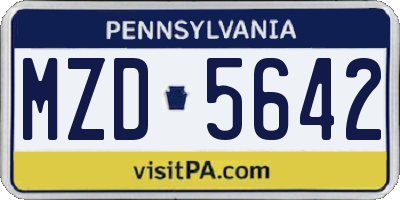 PA license plate MZD5642