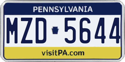 PA license plate MZD5644