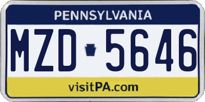 PA license plate MZD5646
