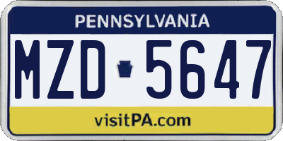 PA license plate MZD5647