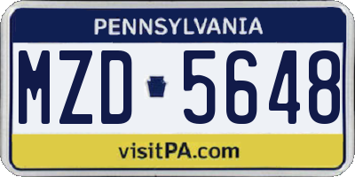 PA license plate MZD5648