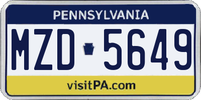 PA license plate MZD5649