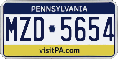 PA license plate MZD5654