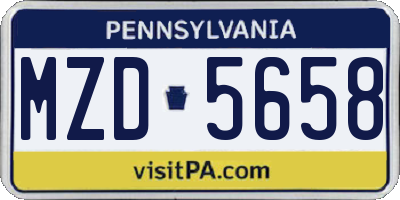 PA license plate MZD5658