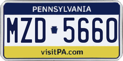 PA license plate MZD5660