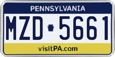 PA license plate MZD5661