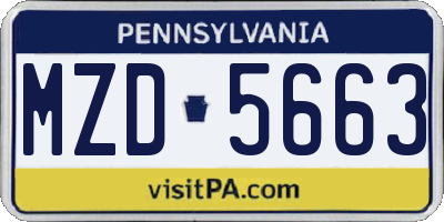 PA license plate MZD5663