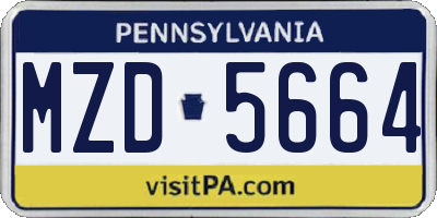 PA license plate MZD5664