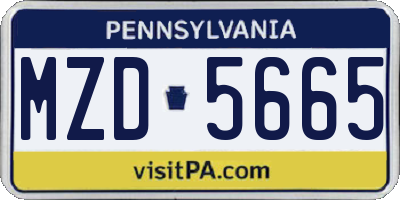 PA license plate MZD5665