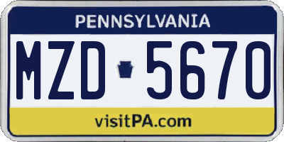 PA license plate MZD5670
