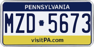 PA license plate MZD5673