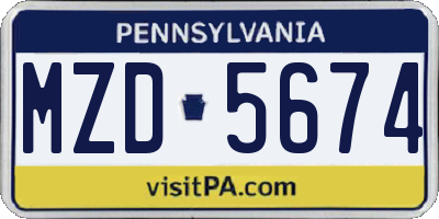 PA license plate MZD5674