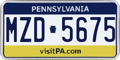 PA license plate MZD5675