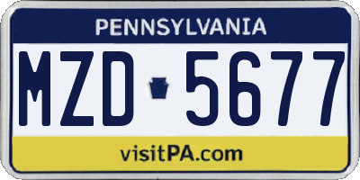 PA license plate MZD5677