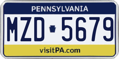 PA license plate MZD5679