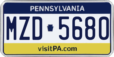 PA license plate MZD5680