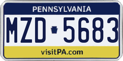 PA license plate MZD5683