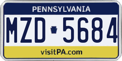 PA license plate MZD5684