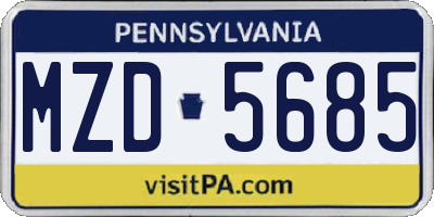 PA license plate MZD5685