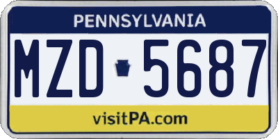 PA license plate MZD5687