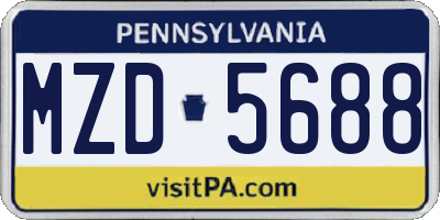 PA license plate MZD5688