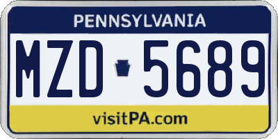PA license plate MZD5689