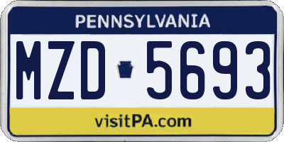 PA license plate MZD5693