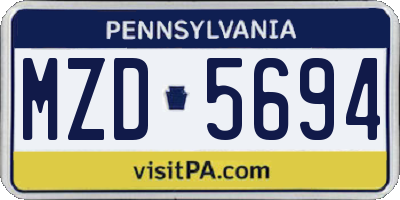 PA license plate MZD5694