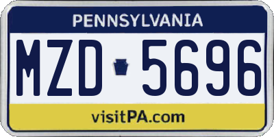 PA license plate MZD5696