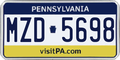 PA license plate MZD5698