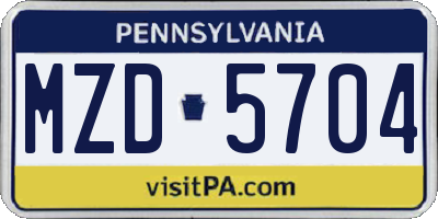 PA license plate MZD5704