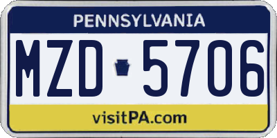 PA license plate MZD5706