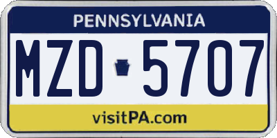 PA license plate MZD5707