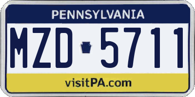 PA license plate MZD5711