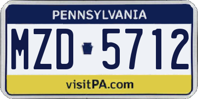 PA license plate MZD5712