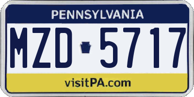 PA license plate MZD5717