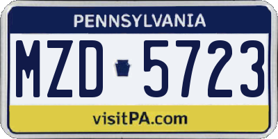 PA license plate MZD5723