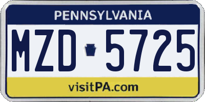 PA license plate MZD5725