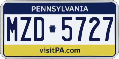 PA license plate MZD5727