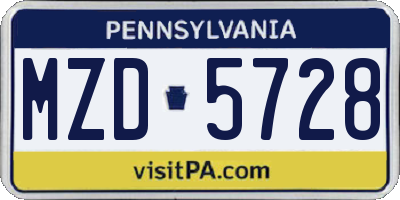 PA license plate MZD5728