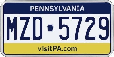 PA license plate MZD5729