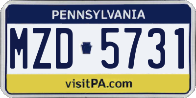 PA license plate MZD5731