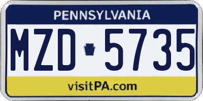 PA license plate MZD5735