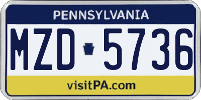 PA license plate MZD5736