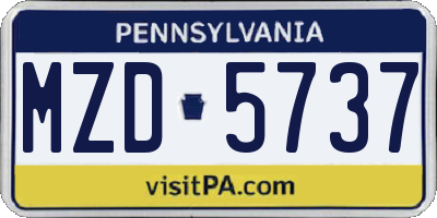 PA license plate MZD5737